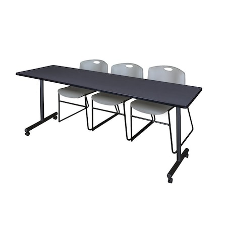 Kobe Rectangle Mobile table, 84" W, 29" H, Laminate Top, Gray MKTRCC8424GY44GY